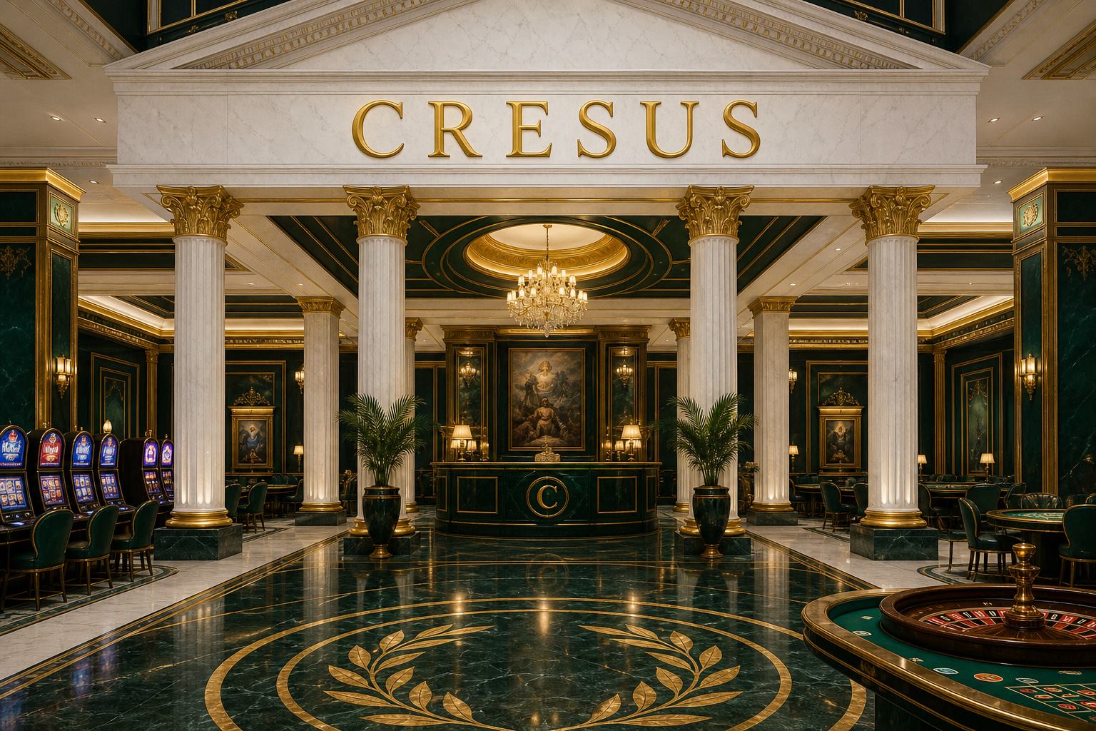 Cresus Casino lobby with slots, odds and live tables
